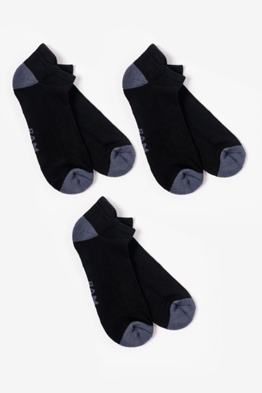 Bamboo Trainer Socks - Contrast Black / Anthracite 3 Pairs